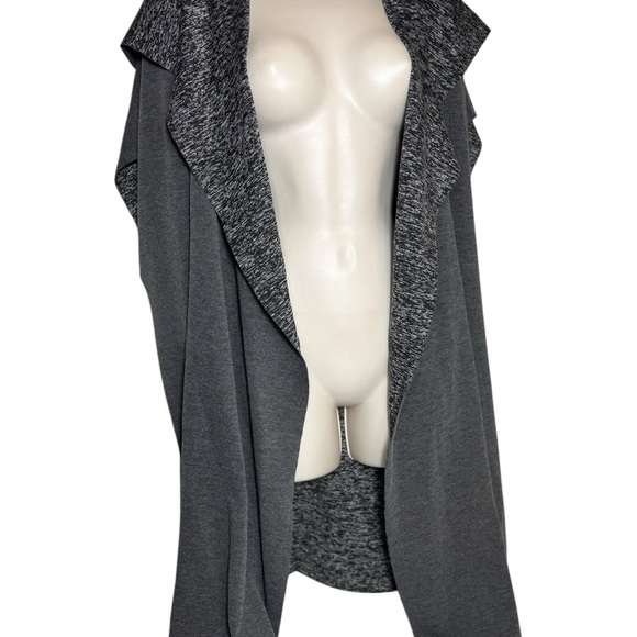 Lane Bryant Plus Gray Sleeveless Open Knit Sweater Vest Duster Hooded 26/28 - Picture 5 of 14